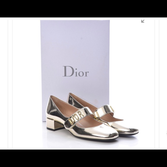 Dior baby D heeled mary janes mirror gold 40.5